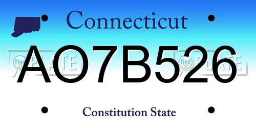 AO7B526 Connecticut License Plate
