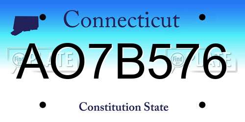 AO7B576 Connecticut License Plate
