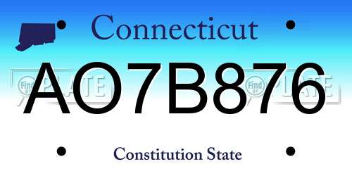 AO7B876 Connecticut License Plate