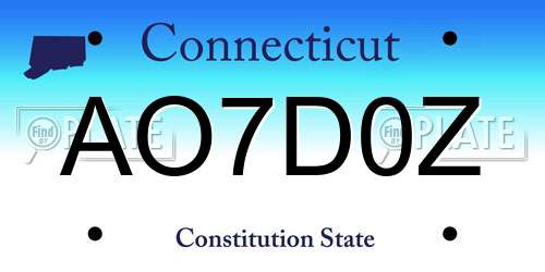 AO7D0Z Connecticut License Plate