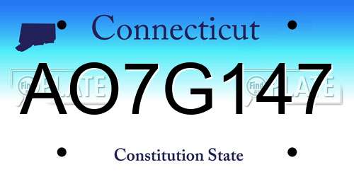 AO7G147 Connecticut License Plate
