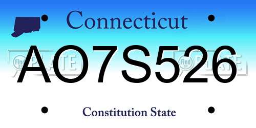 AO7S526 Connecticut License Plate