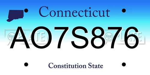 AO7S876 Connecticut License Plate