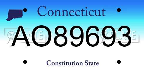 AO89693 Connecticut License Plate