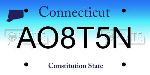 AO8T5N Connecticut License Plate