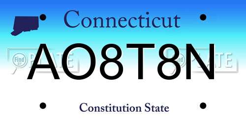 AO8T8N Connecticut License Plate