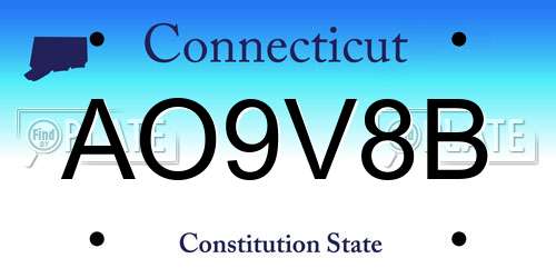 AO9V8B Connecticut License Plate