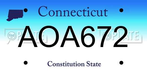 AOA672 Connecticut License Plate
