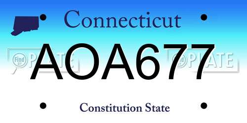 AOA677 Connecticut License Plate