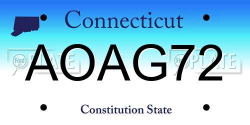 AOAG72 Connecticut License Plate