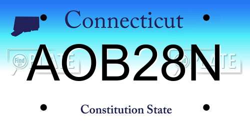 AOB28N Connecticut License Plate