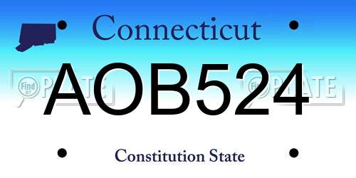 AOB524 Connecticut License Plate