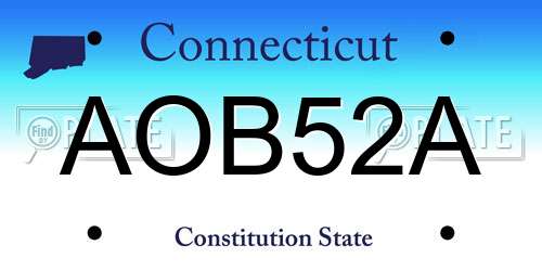 AOB52A Connecticut License Plate