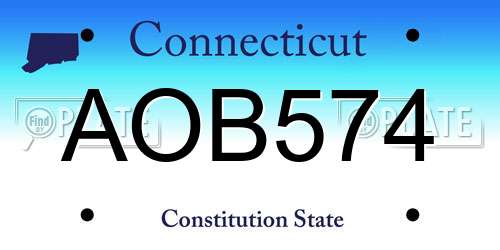 AOB574 Connecticut License Plate