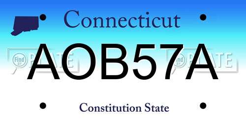 AOB57A Connecticut License Plate