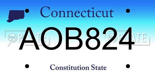 AOB824 Connecticut License Plate