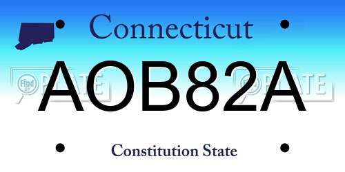 AOB82A Connecticut License Plate