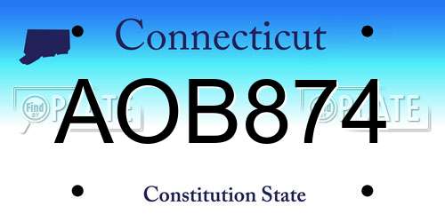 AOB874 Connecticut License Plate