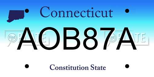 AOB87A Connecticut License Plate