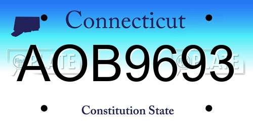 AOB9693 Connecticut License Plate