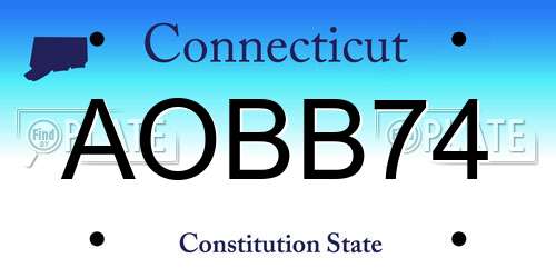 AOBB74 Connecticut License Plate