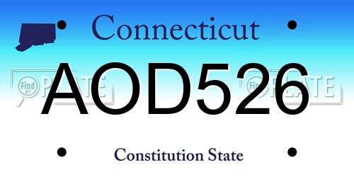 AOD526 Connecticut License Plate