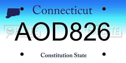 AOD826 Connecticut License Plate