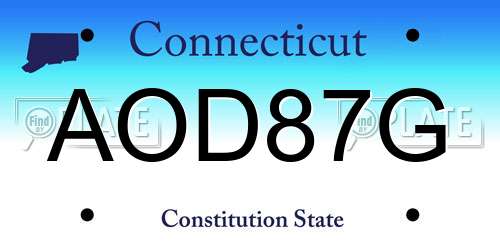 AOD87G Connecticut License Plate