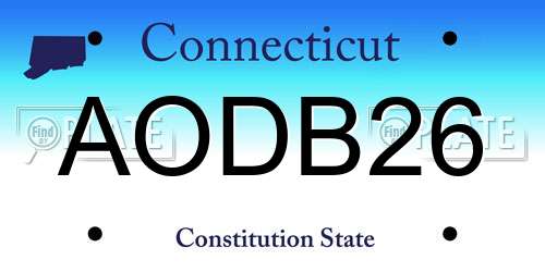 AODB26 Connecticut License Plate