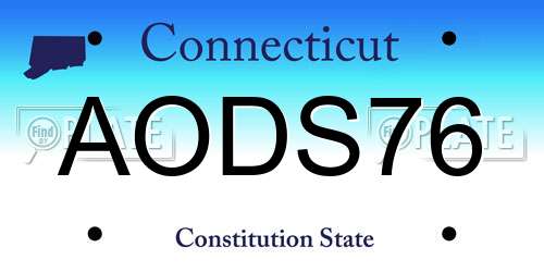 AODS76 Connecticut License Plate