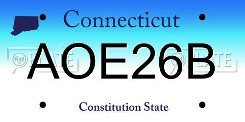 AOE26B Connecticut License Plate