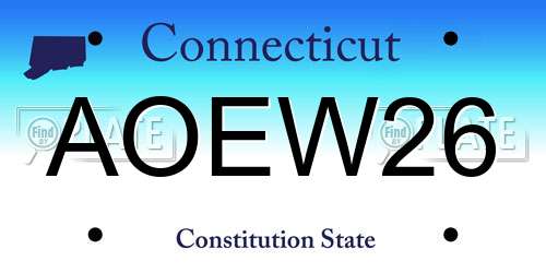 AOEW26 Connecticut License Plate