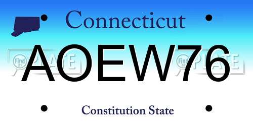 AOEW76 Connecticut License Plate