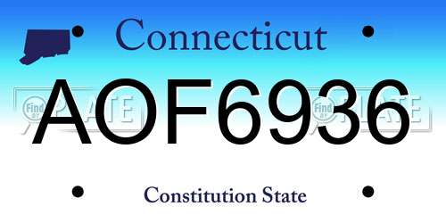 AOF6936 Connecticut License Plate