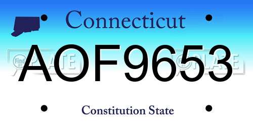 AOF9653 Connecticut License Plate