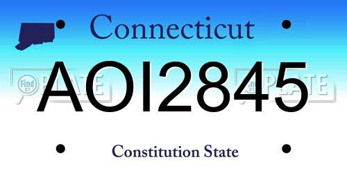 AOI2845 Connecticut License Plate