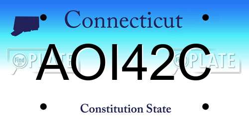 AOI42C Connecticut License Plate