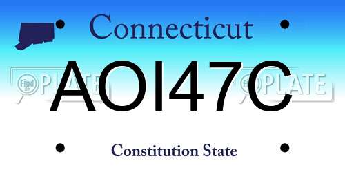 AOI47C Connecticut License Plate