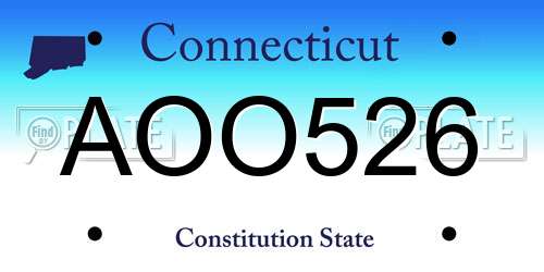 AOO526 Connecticut License Plate