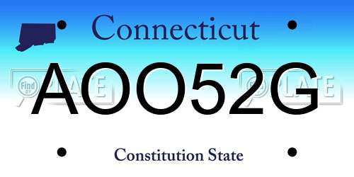 AOO52G Connecticut License Plate