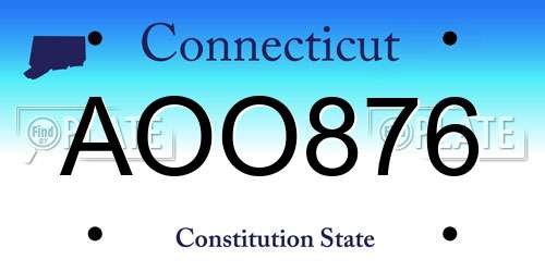 AOO876 Connecticut License Plate