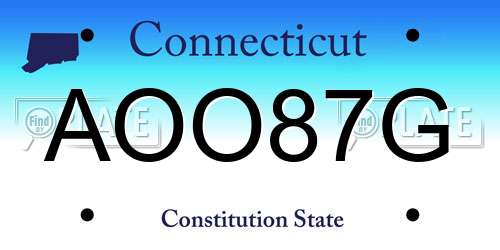 AOO87G Connecticut License Plate