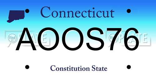 AOOS76 Connecticut License Plate