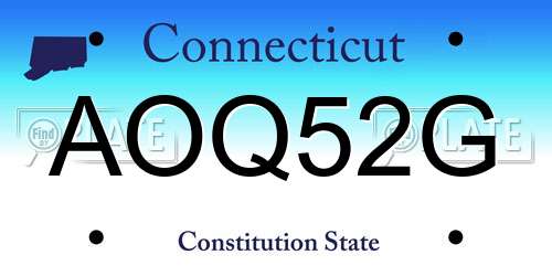 AOQ52G Connecticut License Plate