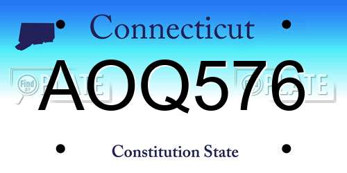AOQ576 Connecticut License Plate