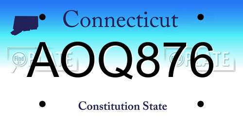 AOQ876 Connecticut License Plate