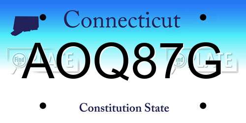 AOQ87G Connecticut License Plate