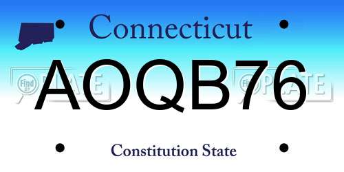 AOQB76 Connecticut License Plate