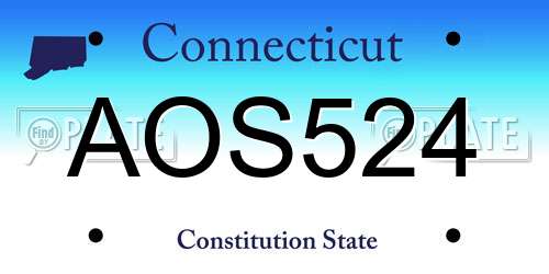 AOS524 Connecticut License Plate