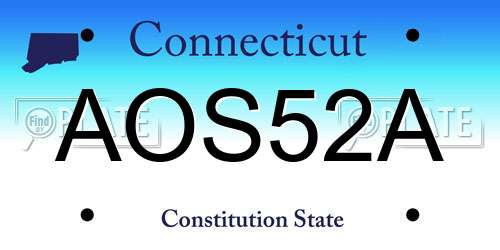 AOS52A Connecticut License Plate